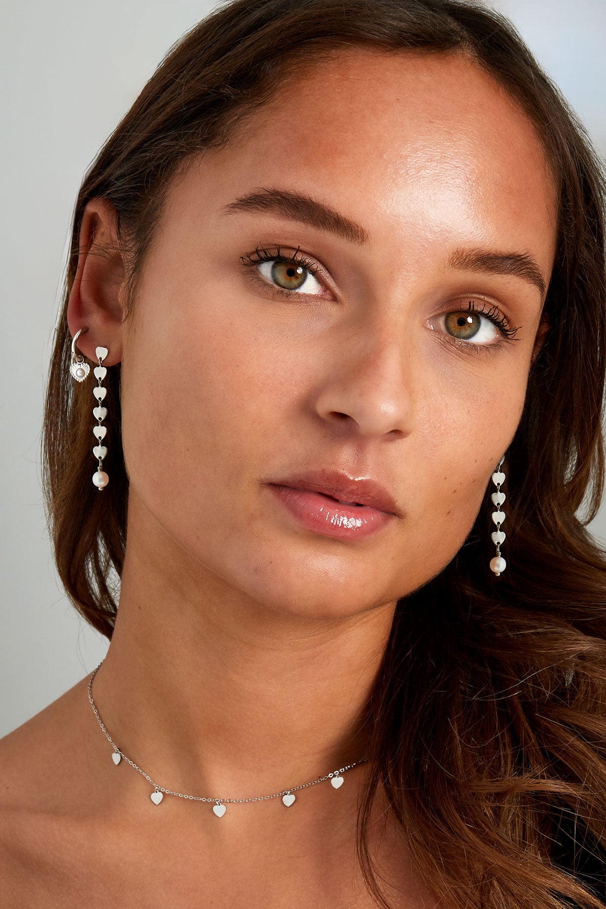 collier simple avec pendentifs coeur - doré