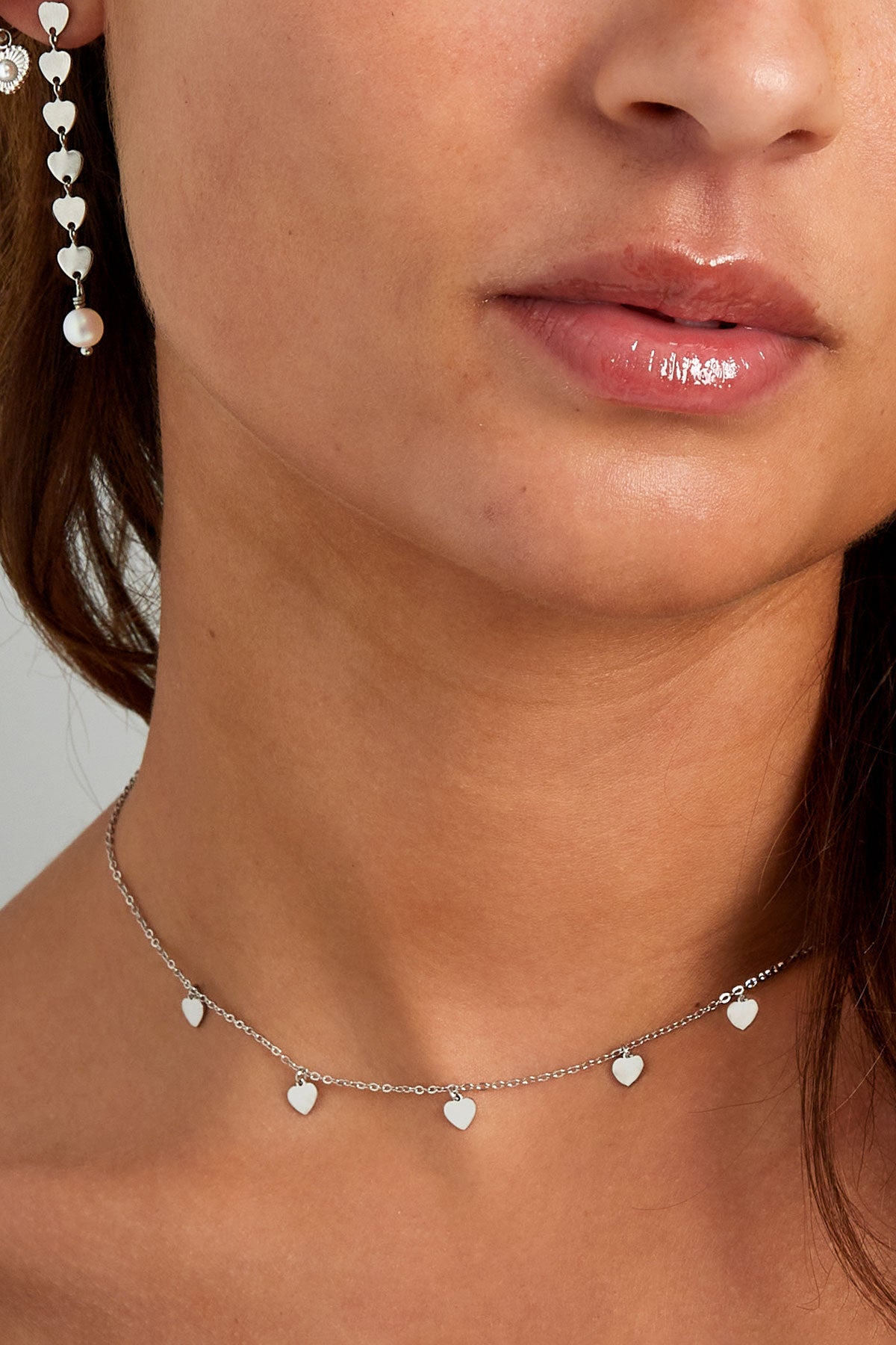 collier simple avec pendentifs coeur - doré