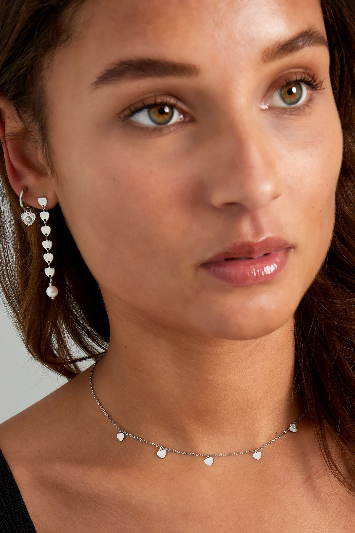 collier simple avec pendentifs coeur - doré