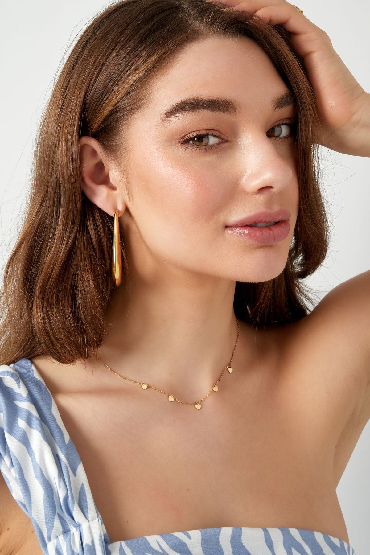 collier simple avec pendentifs coeur - doré