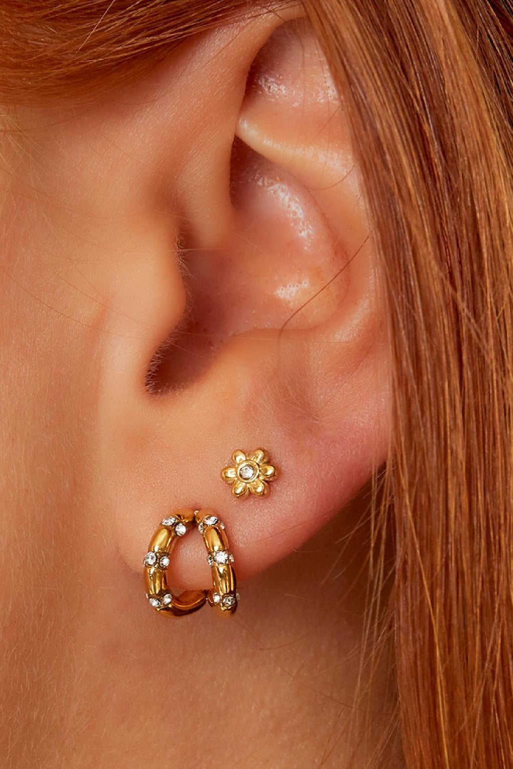 Boucles d'oreilles en acier inoxydable Fleur