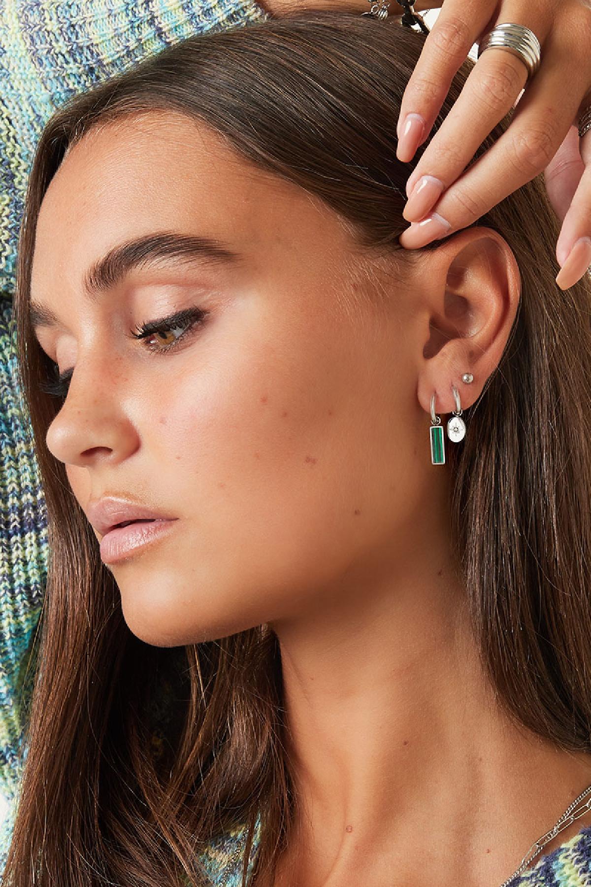 Boucles d'oreilles barre verte Acier inoxydable