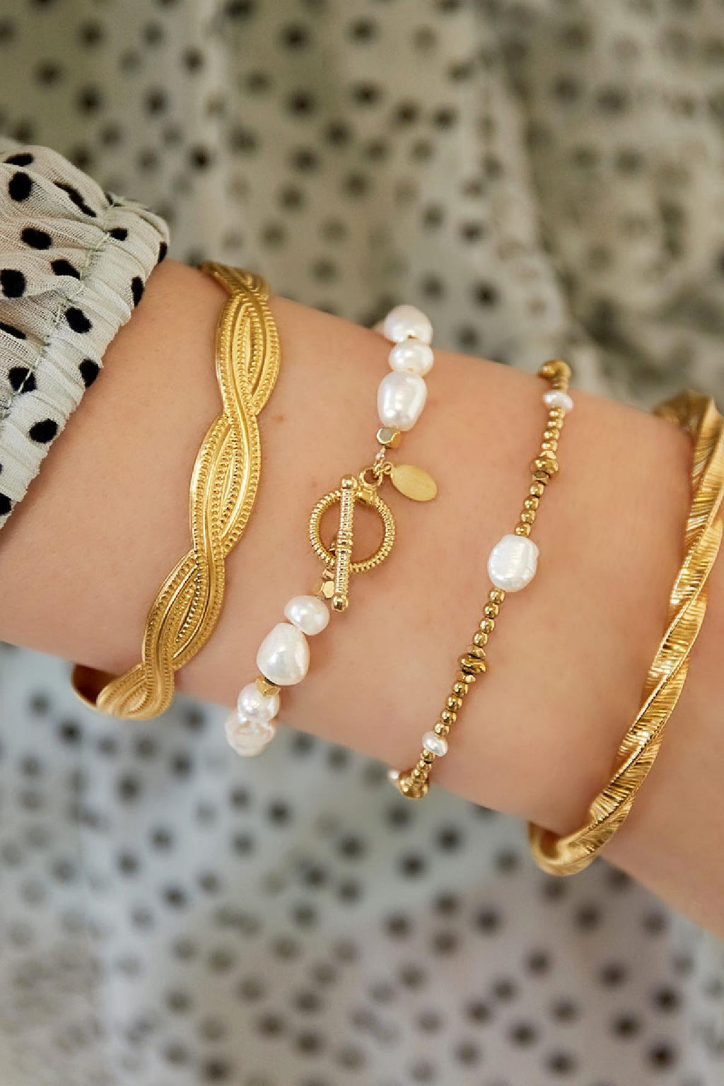 perles de bracelet en acier inoxydable couleur or
