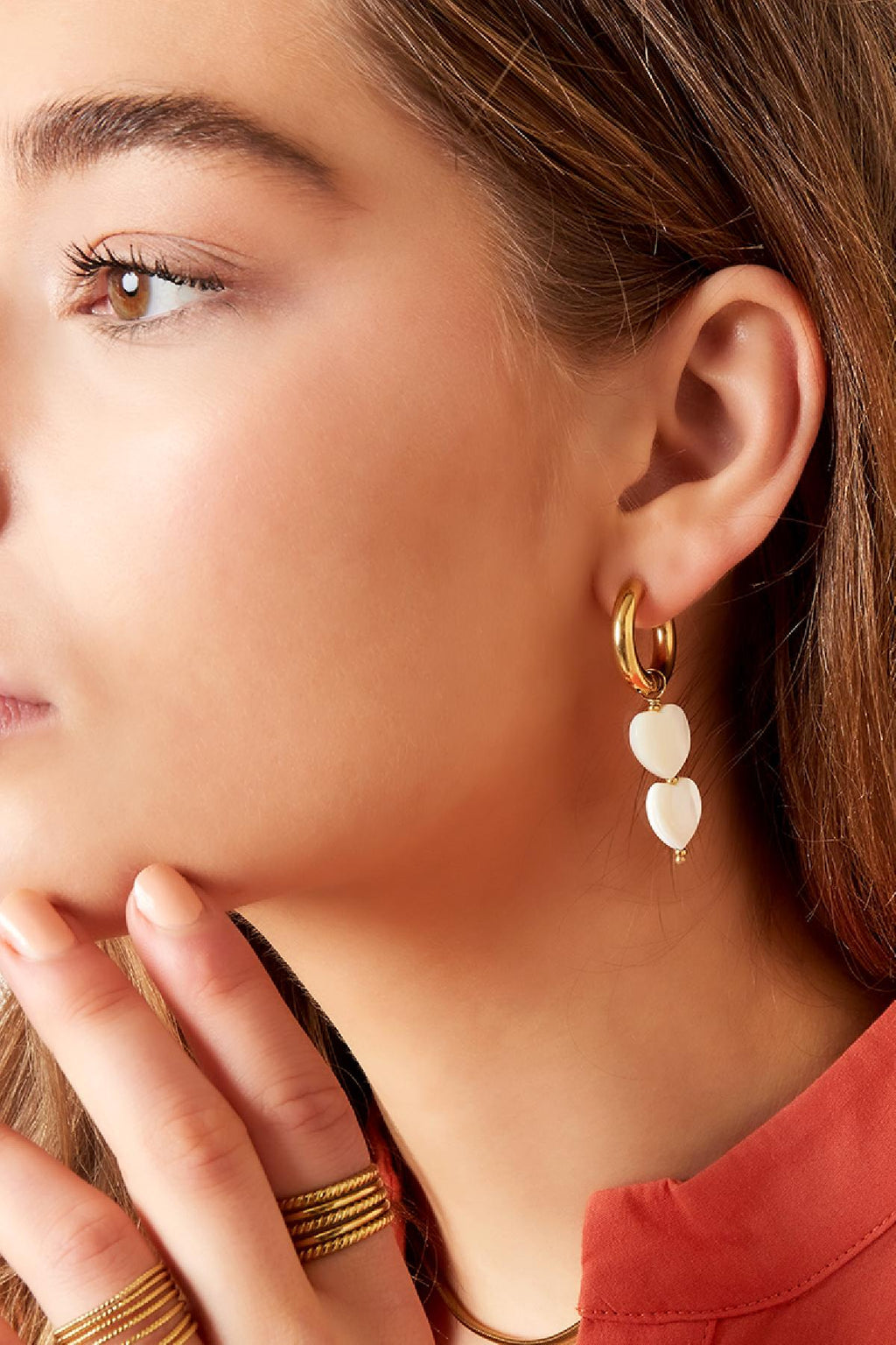 Boucles d'oreilles coeurs perles - collection #summergirls Couleur or blanc Coquilles