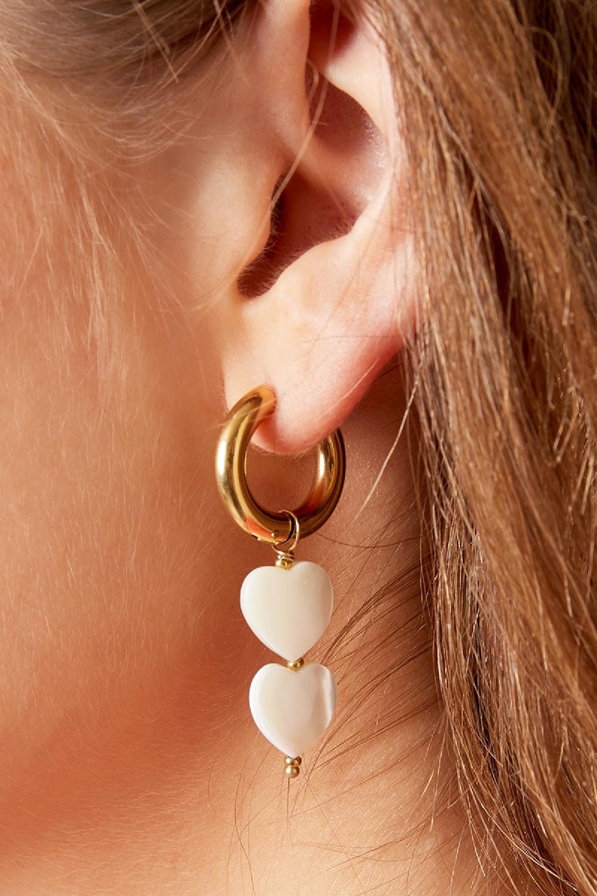 Boucles d'oreilles coeurs perles - collection #summergirls Couleur or blanc Coquilles