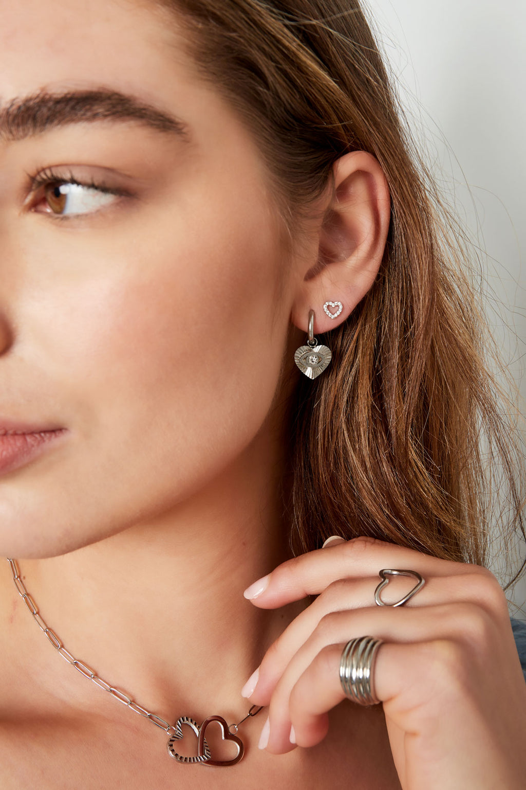Boucle d'Couleur oreille coeur - Couleur or Cuivré