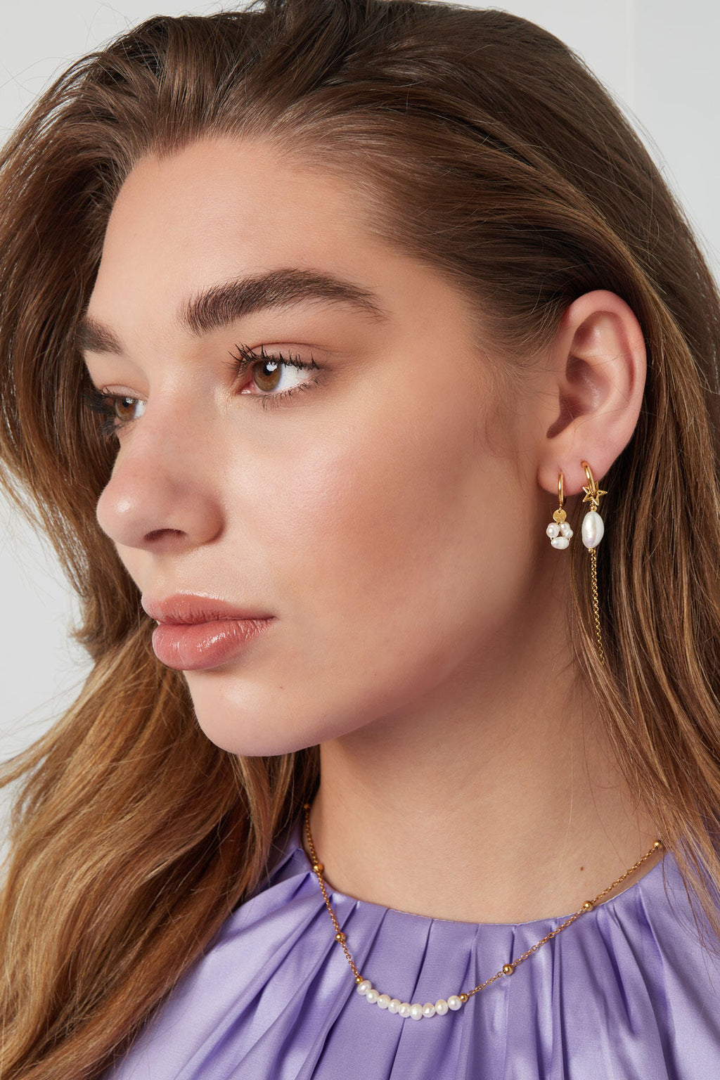 Boucles d'oreilles avec pendentif perle - Acier inoxydable
