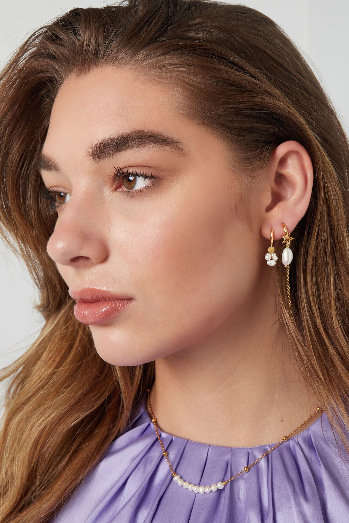 Boucles d'oreilles avec pendentif perle - Acier inoxydable