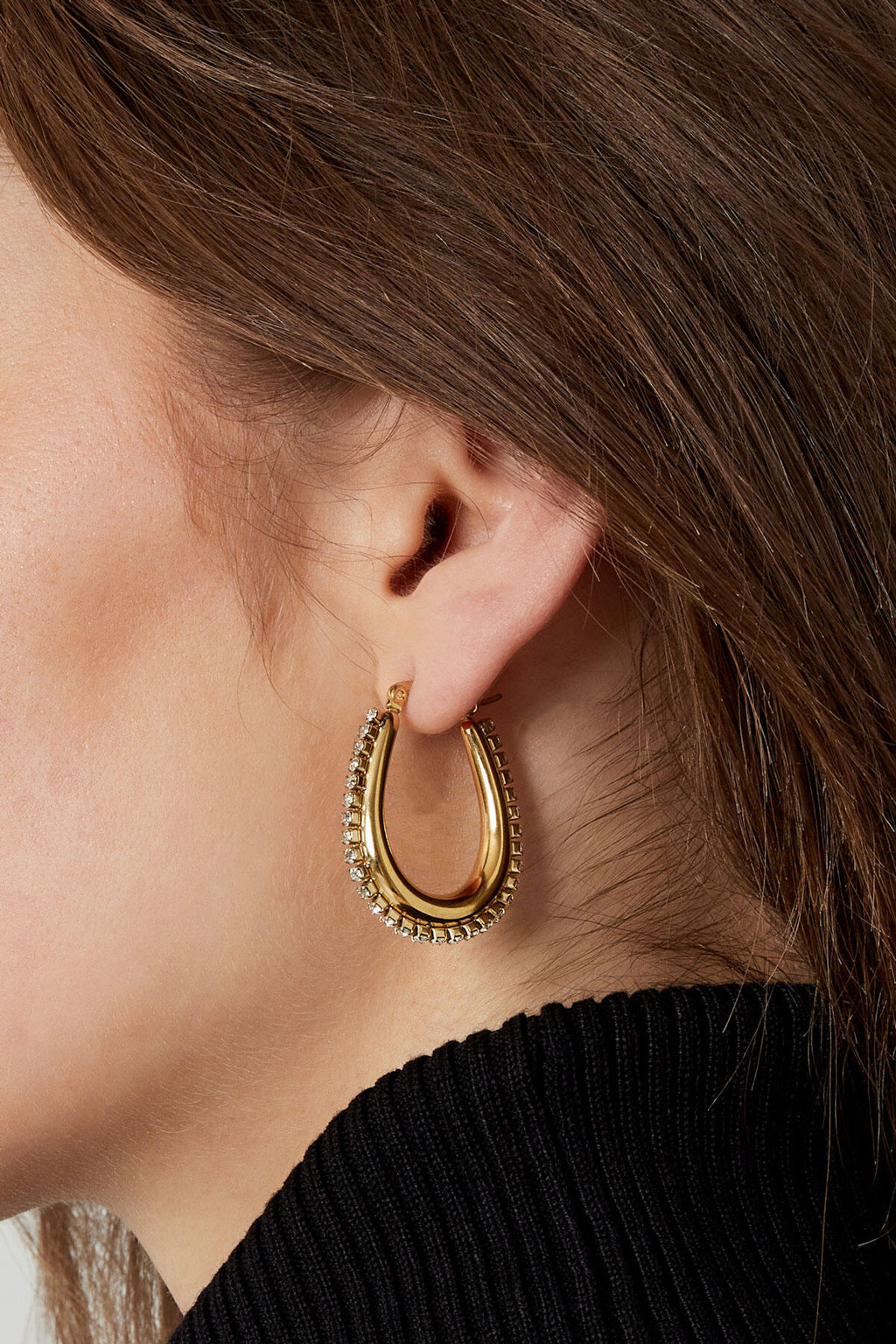Boucles d'oreilles forme goutte avec pierres - doré