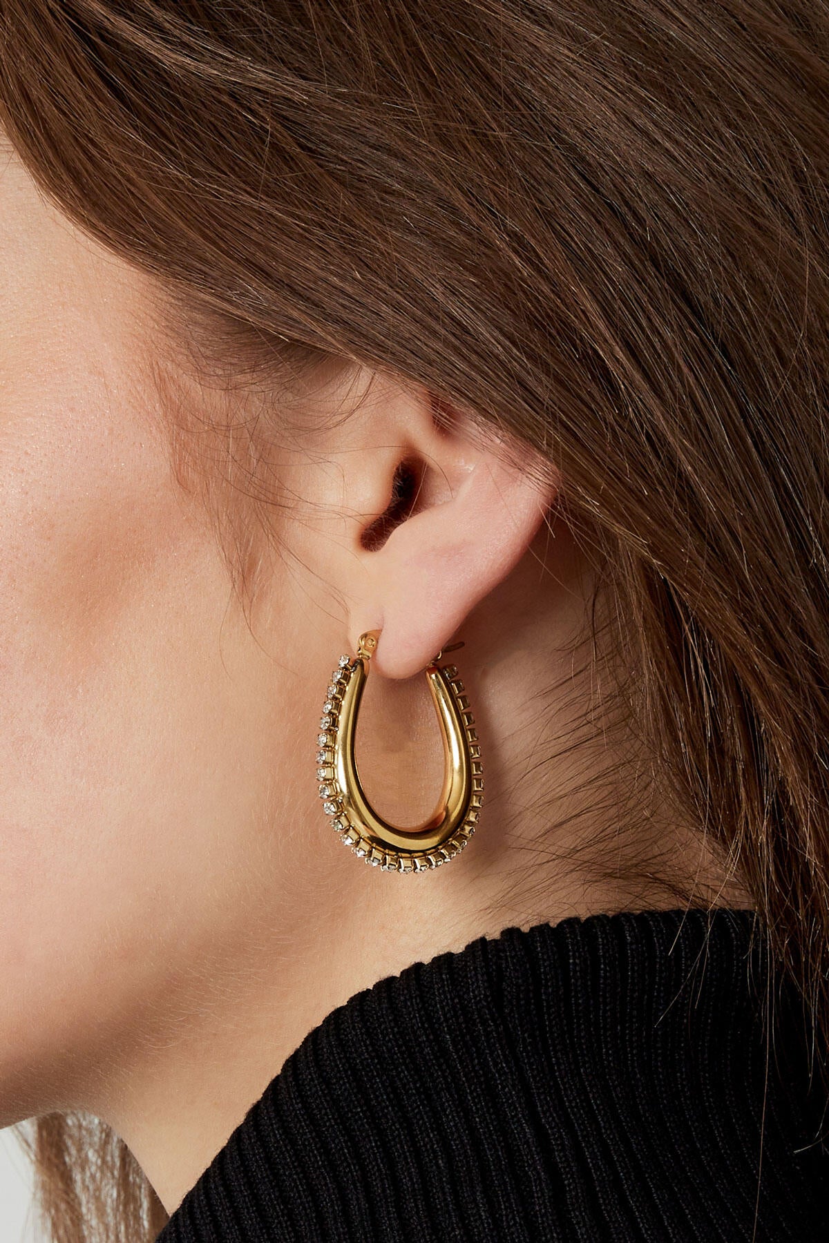 Boucles d'oreilles forme goutte avec pierres - doré