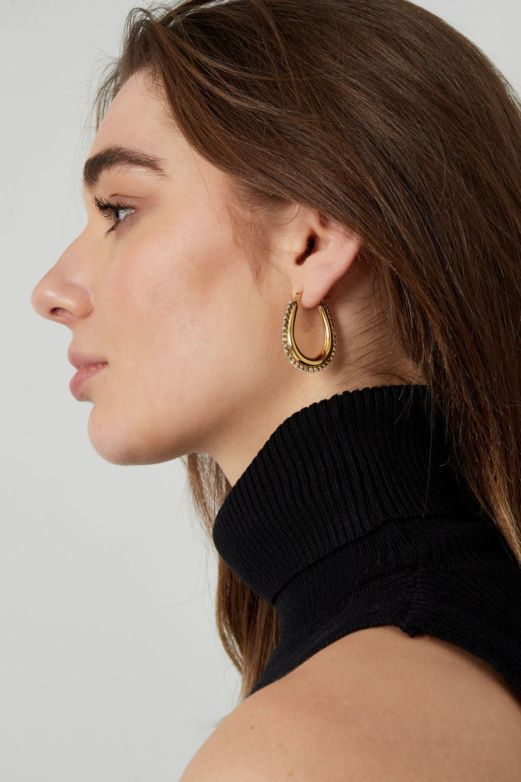 Boucles d'oreilles forme goutte avec pierres - doré