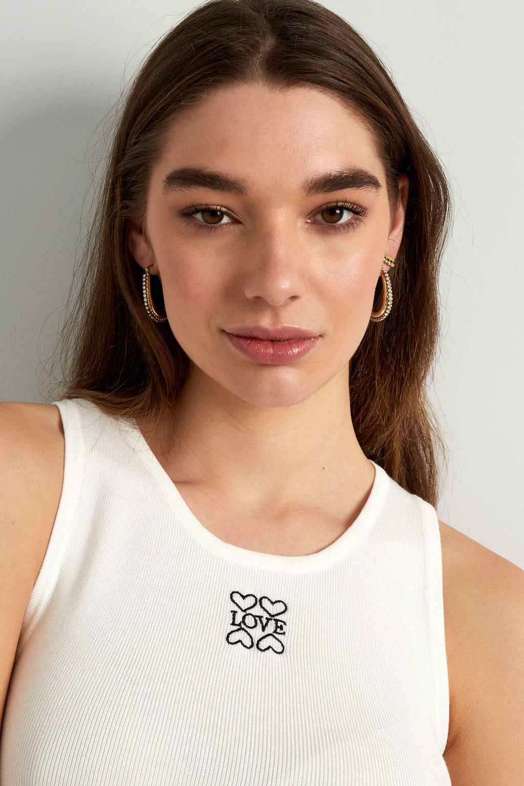 Boucle d'oreille forme goutte avec pierres avec boules - doré