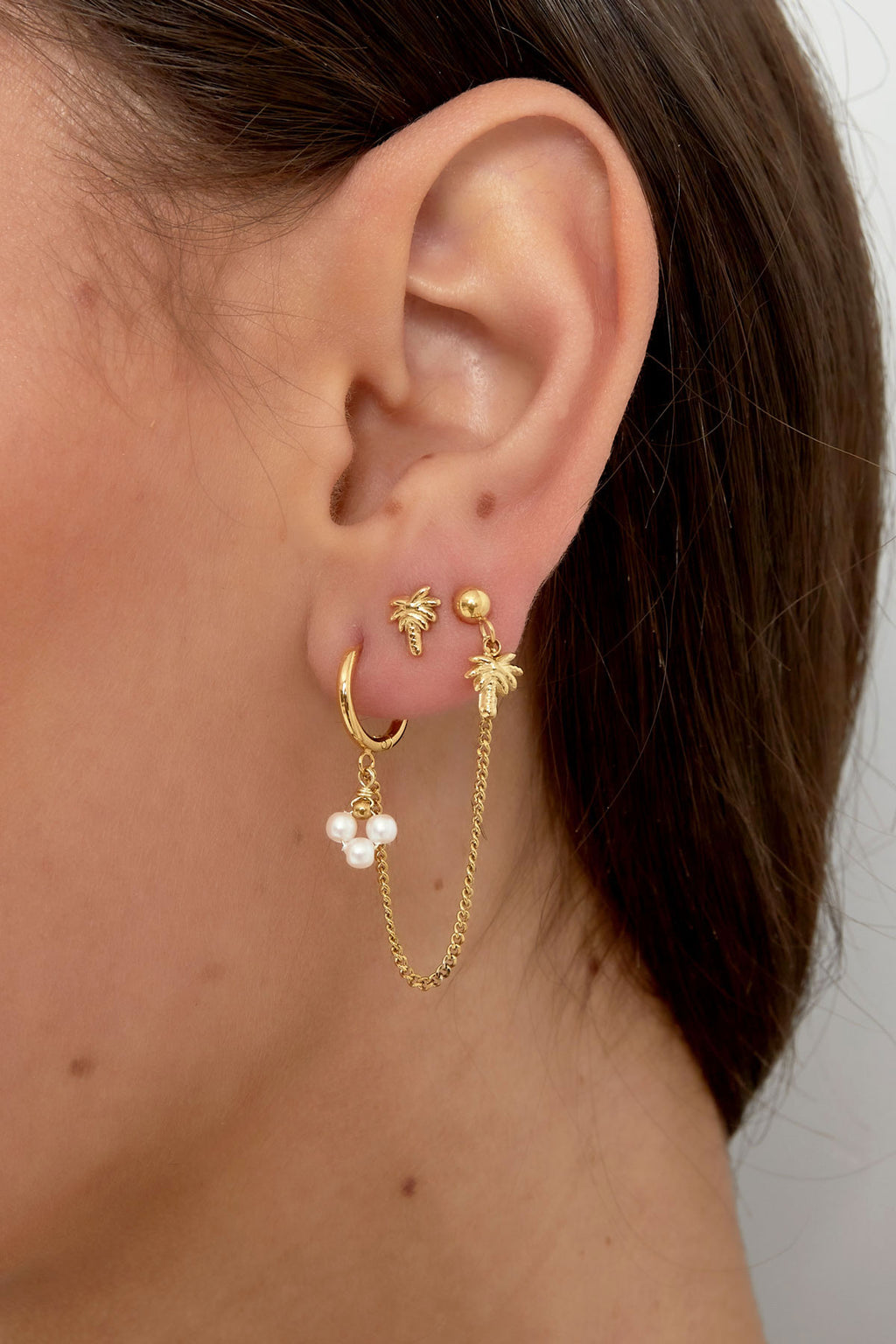 boucles d'oreilles à clous en forme de palmier