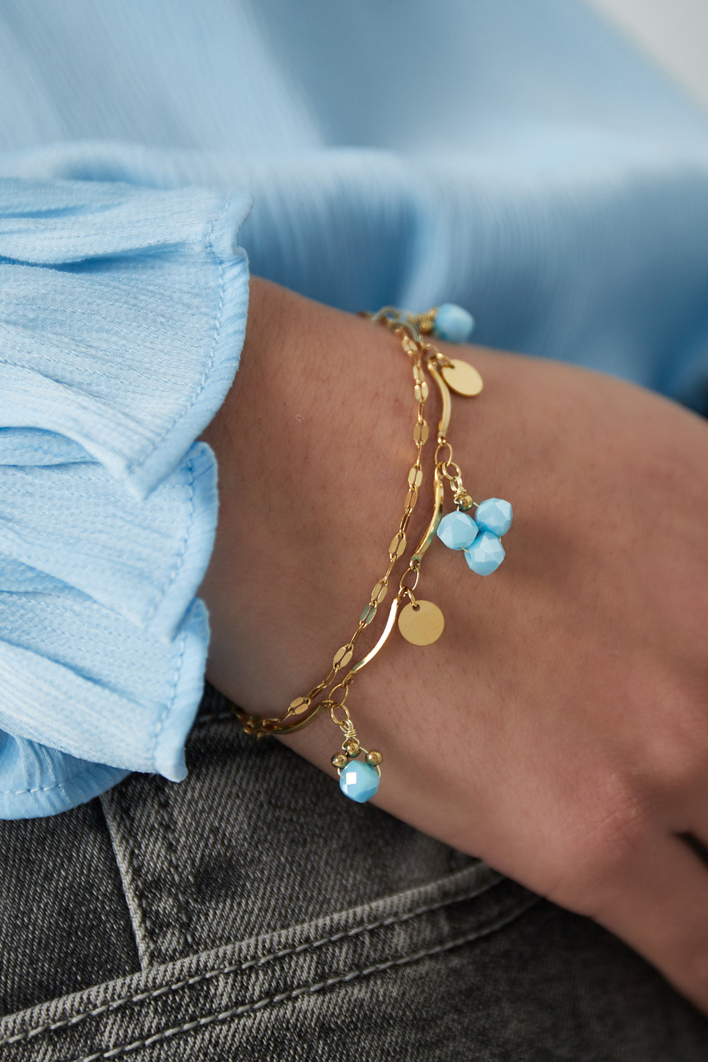 Bracelet perles bleues