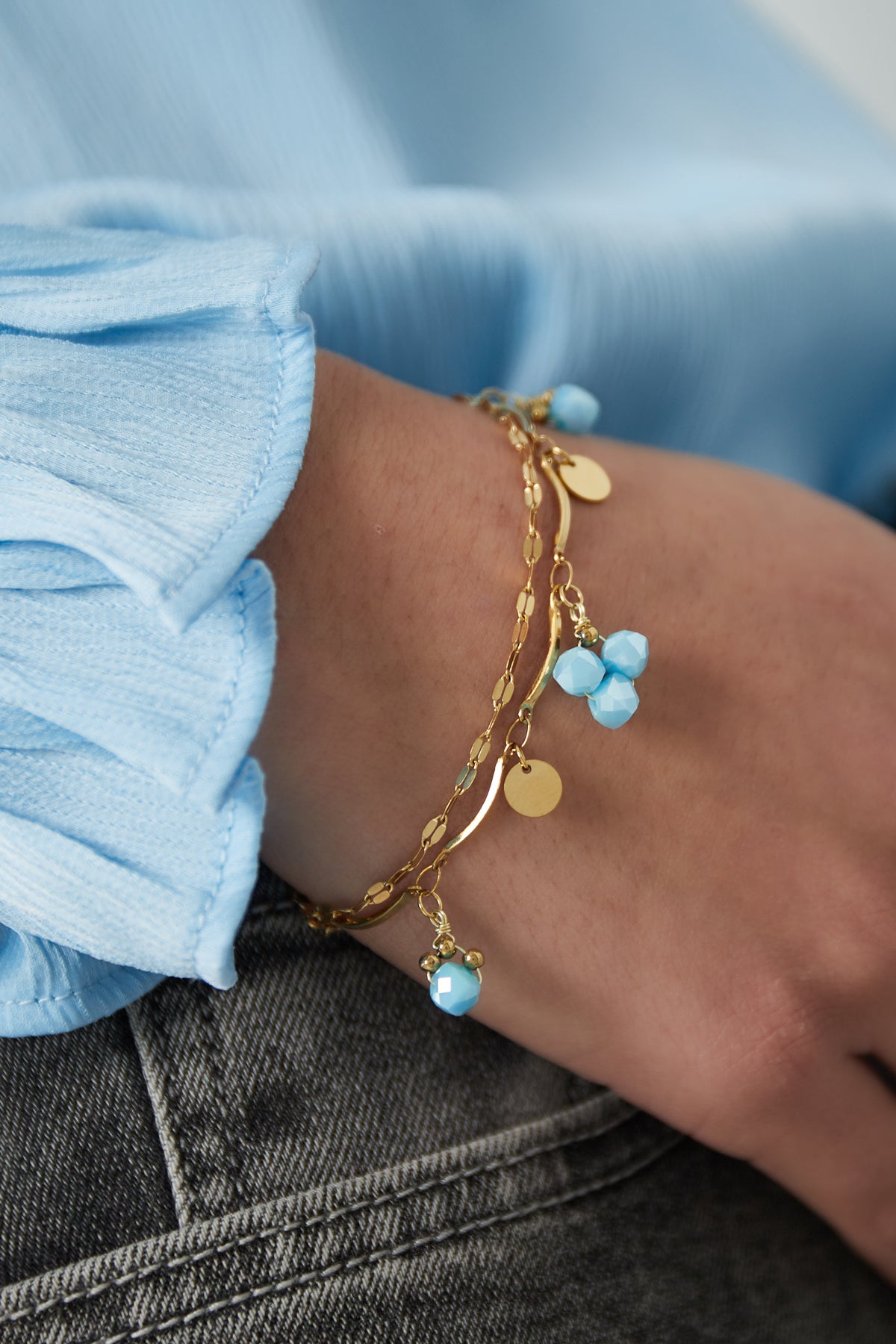 Bracelet perles bleues