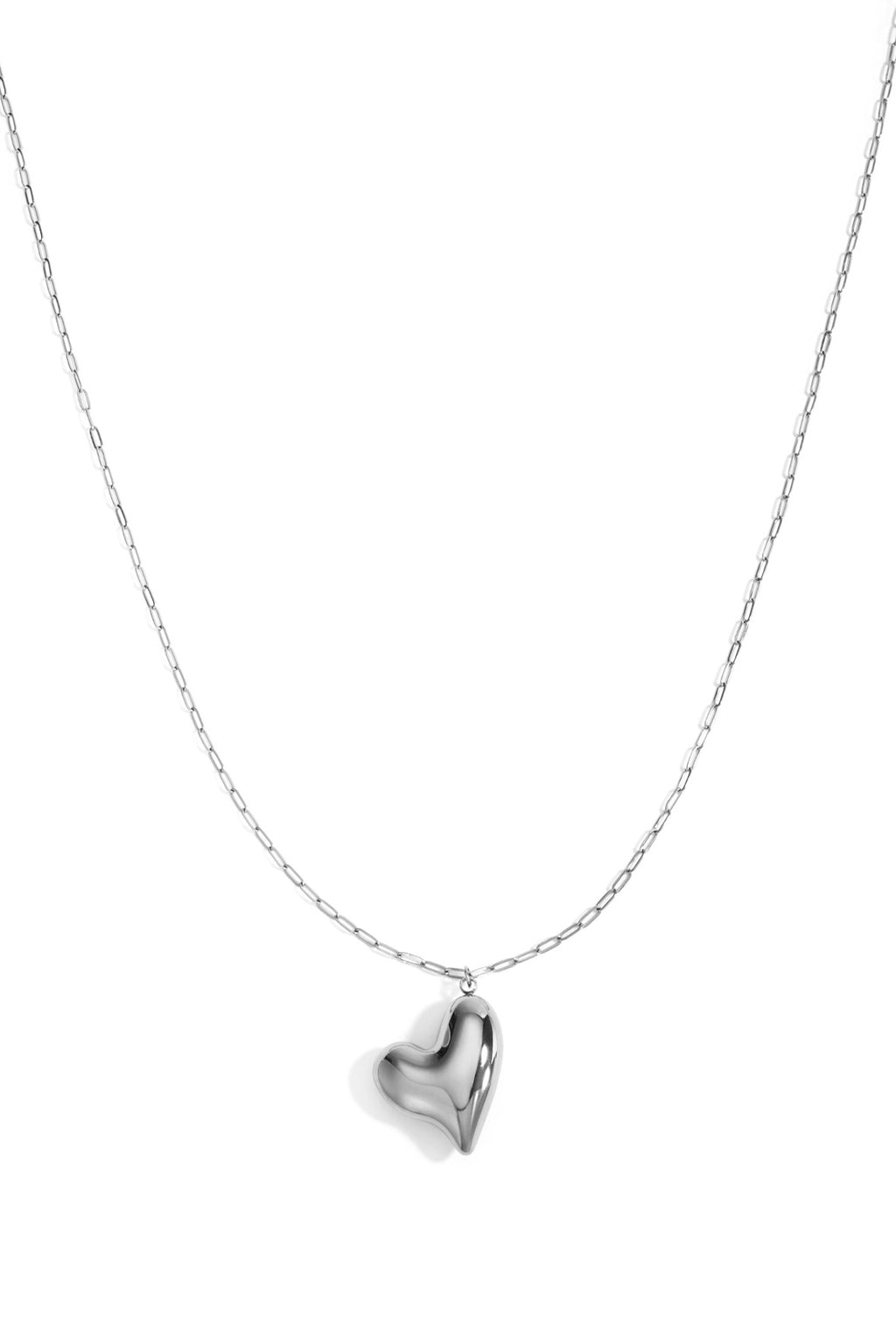 Colliers longs en acier inoxydable, style cœur, décontracté, simple, pour femme