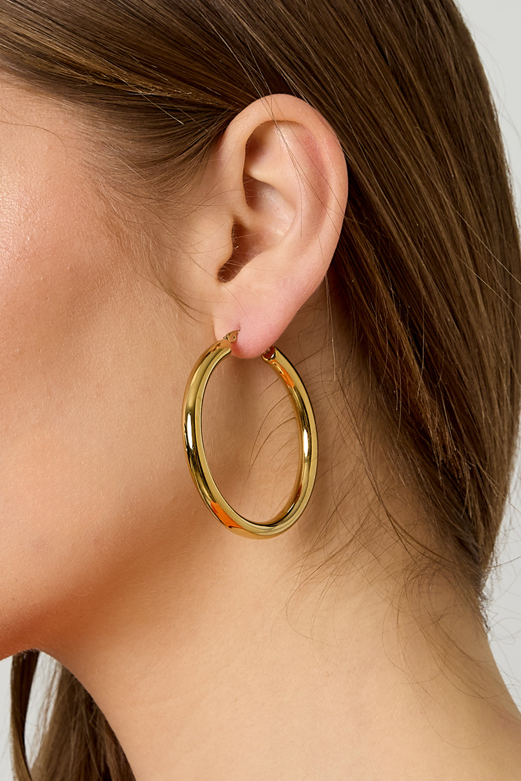Boucles d'oreilles créoles en acier inoxydable, style décontracté et simple, collection femme