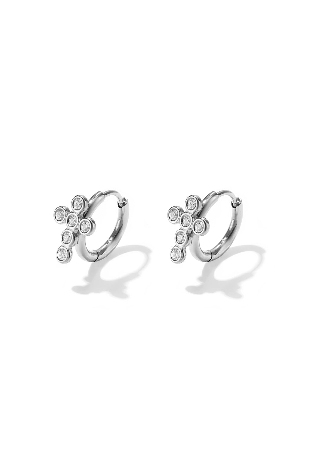 Boucles d'oreilles créoles en acier inoxydable plaqué or 14 carats, motif croix, collection Daily Simple, bijoux pour femmes
