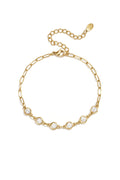 Bracelet à maillons orné de pierres rondes en oxyde de zirconium