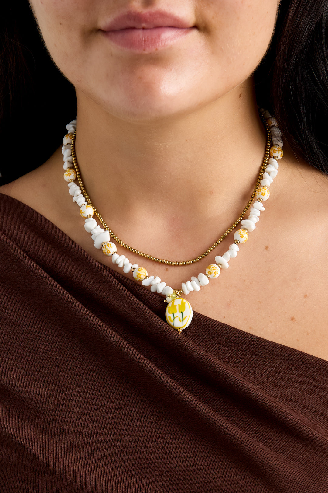 Colliers de perles en céramique, collection florale, vacances/plage, romantique, bijoux pour femmes
