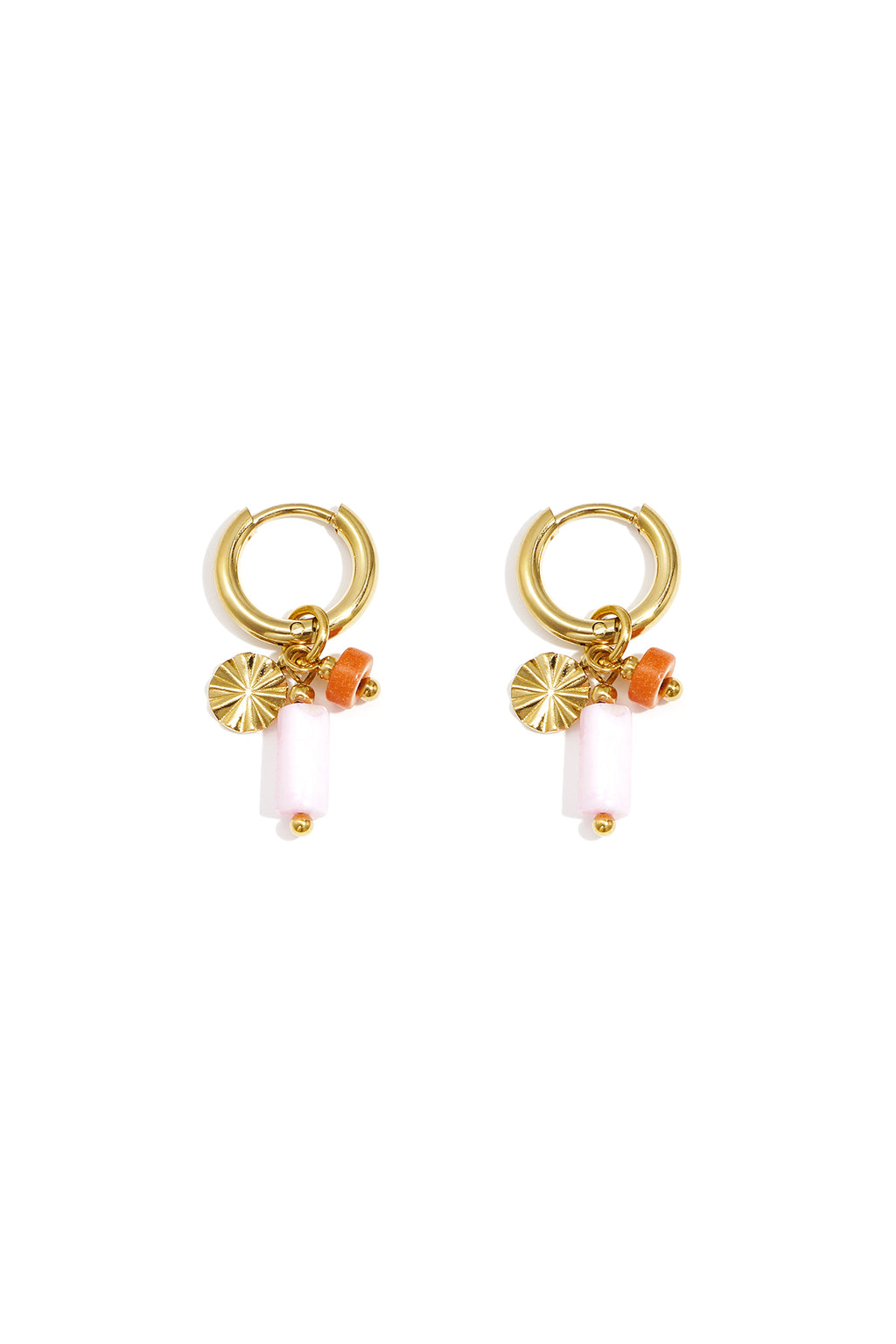 Boucles d'oreilles avec perles et breloque en forme de pièce