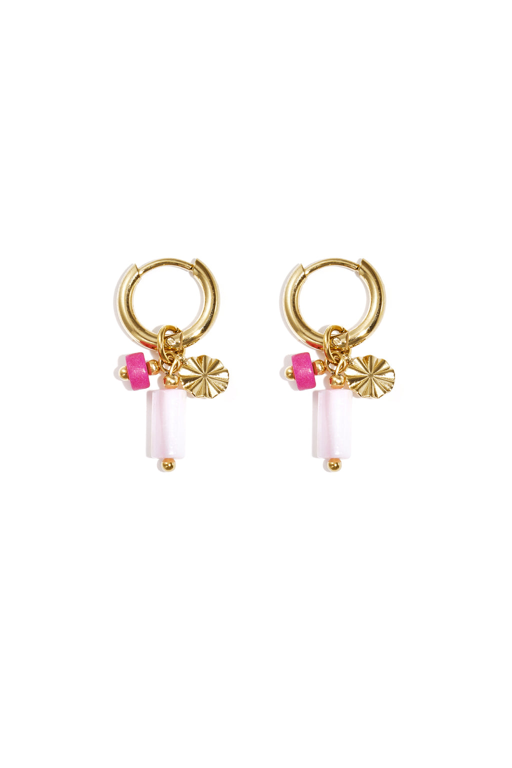 Boucles d'oreilles avec perles et breloque en forme de pièce