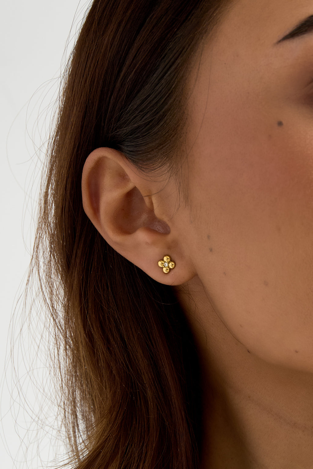 Boucles d'oreilles trèfle avec pierre