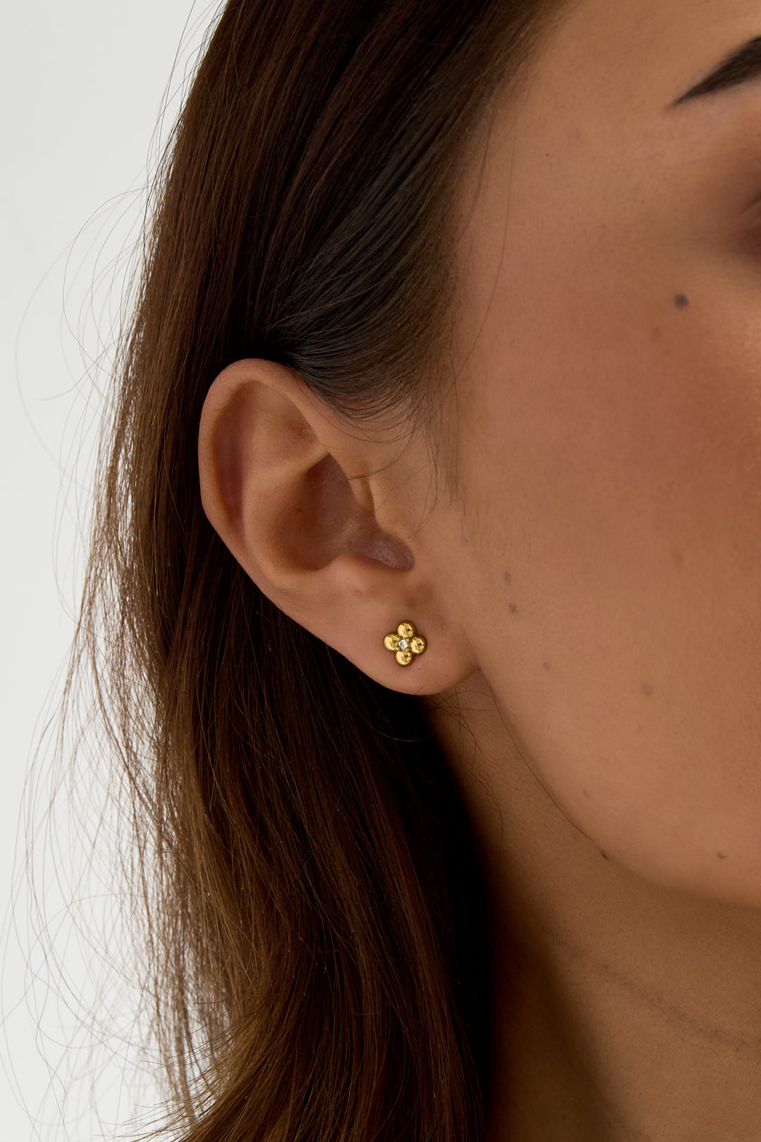 Boucles d'oreilles trèfle avec pierre