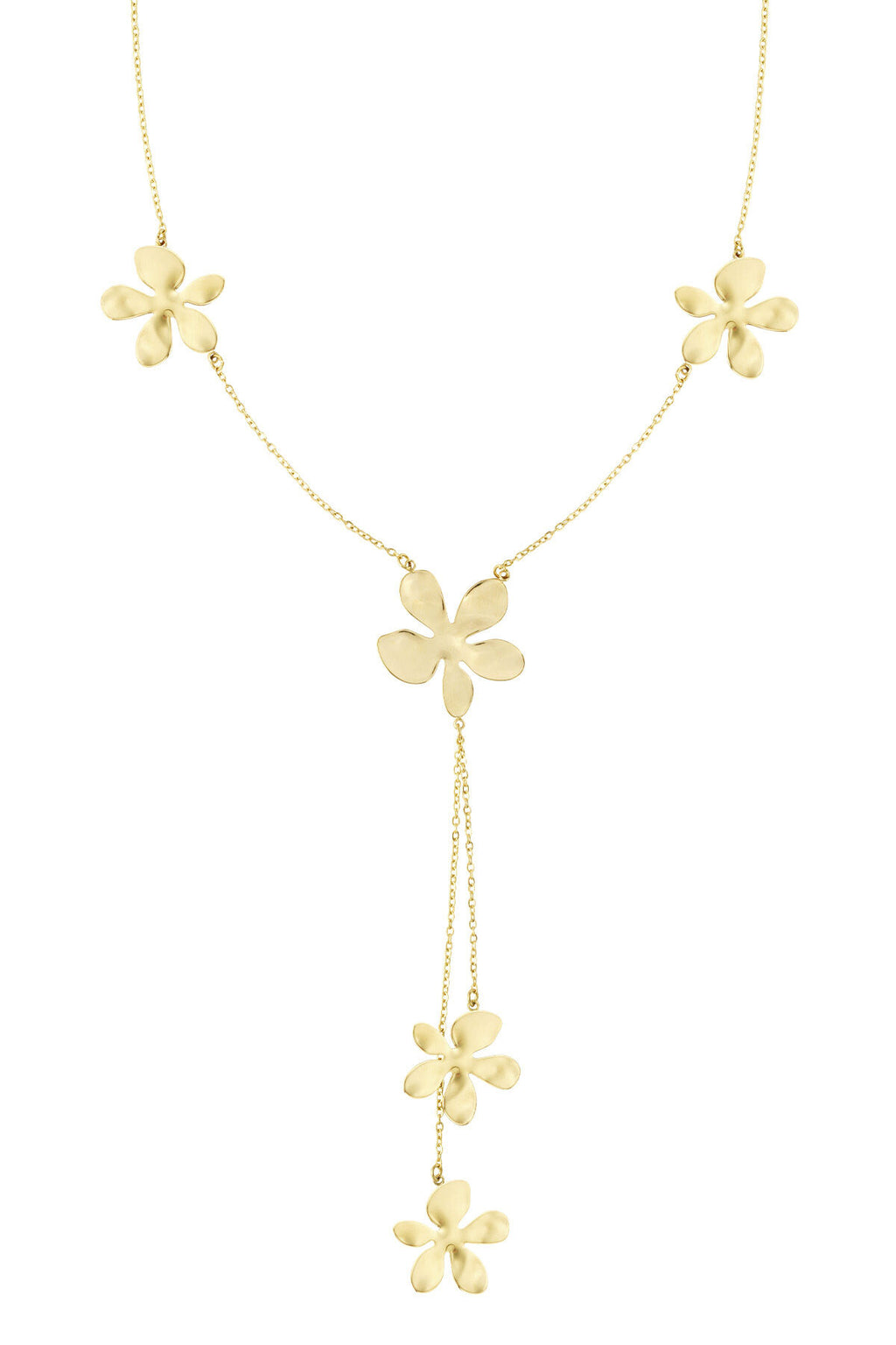Collier long de fête fleurs - doré