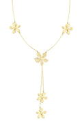 Collier long de fête fleurs - doré