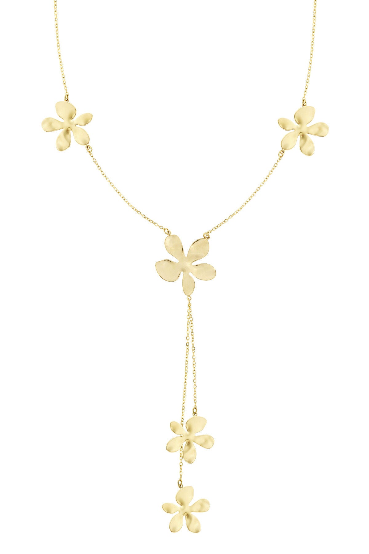 Collier long de fête fleurs - doré