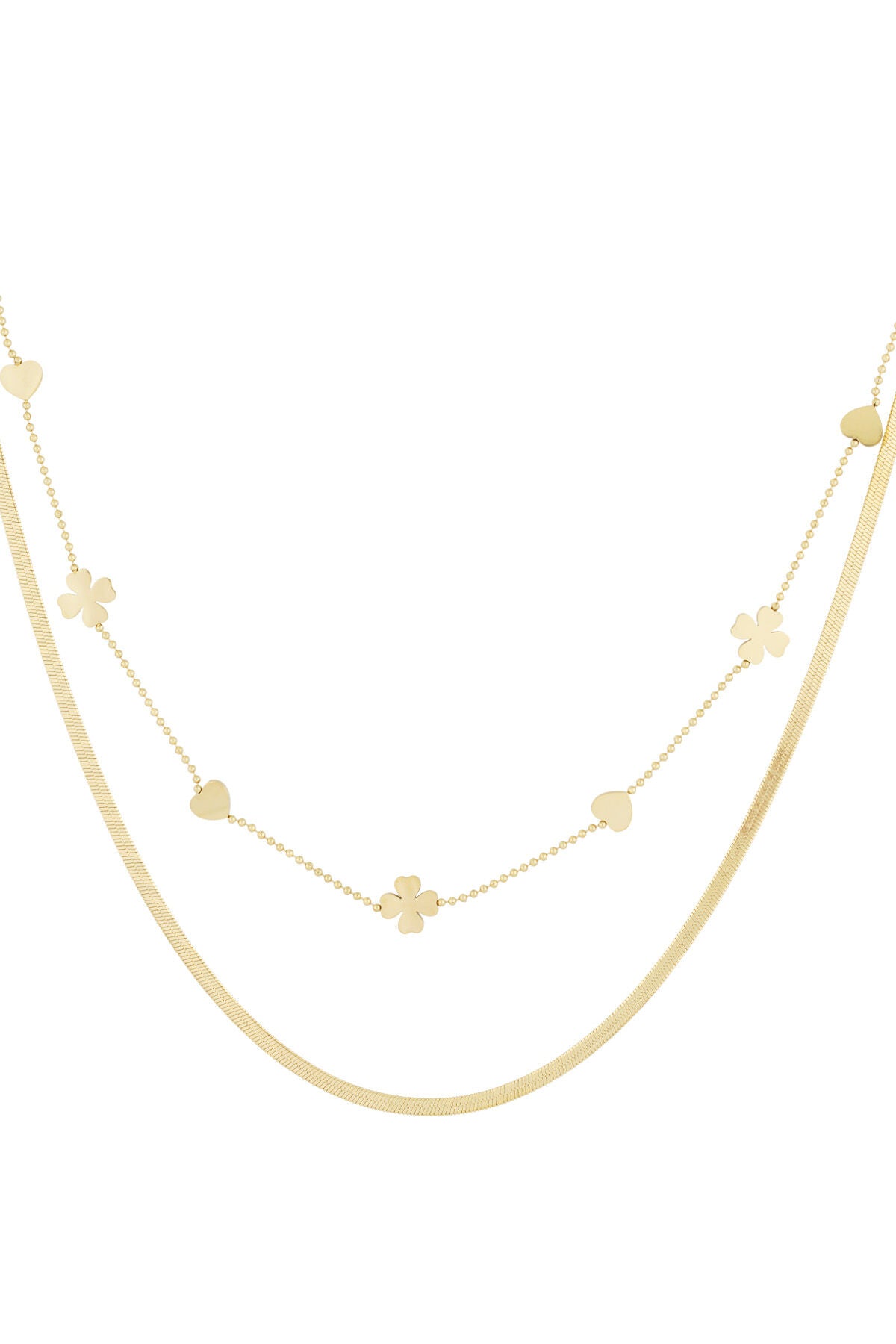 collier double coeur trèfle