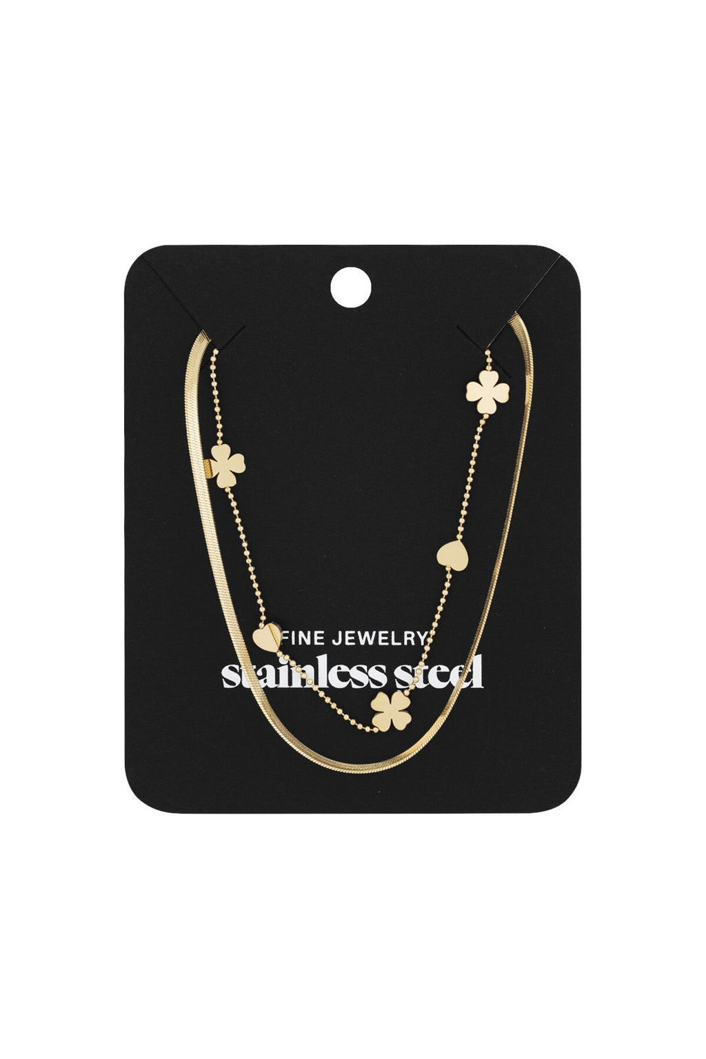 collier double coeur trèfle