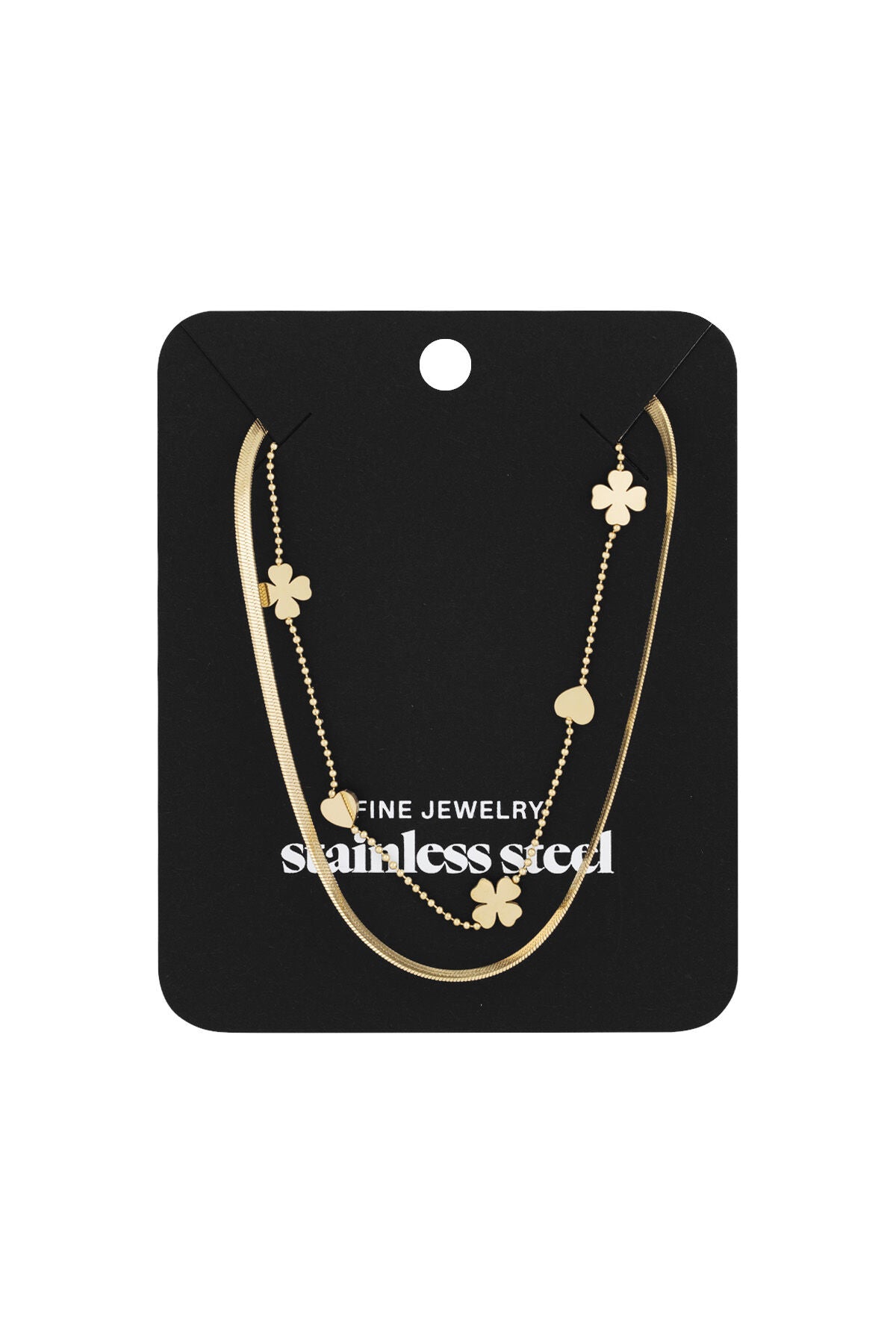 collier double coeur trèfle