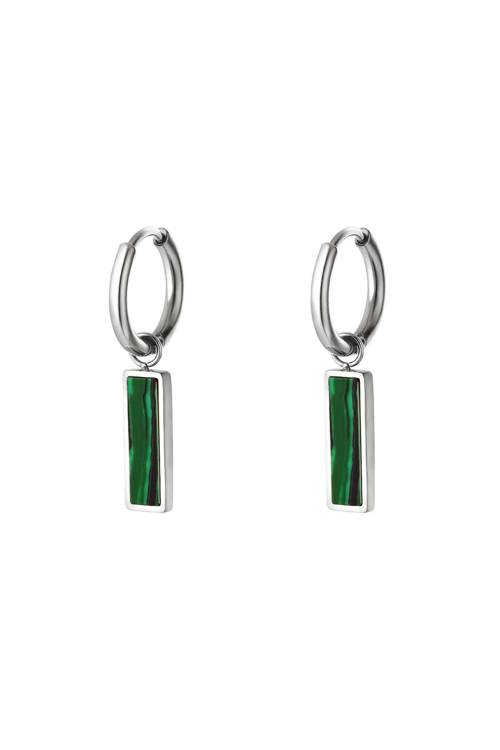 Boucles d'oreilles barre verte Acier inoxydable