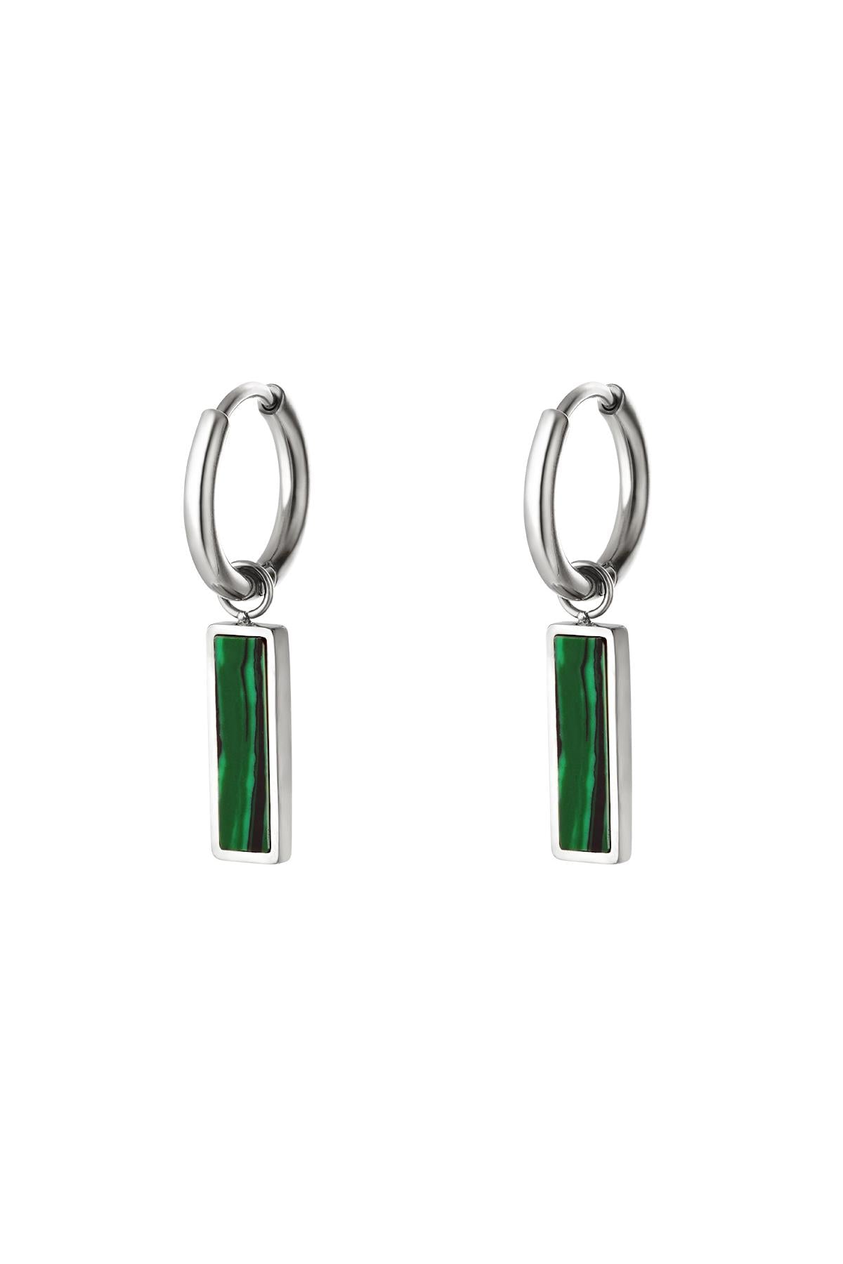 Boucles d'oreilles barre verte Acier inoxydable