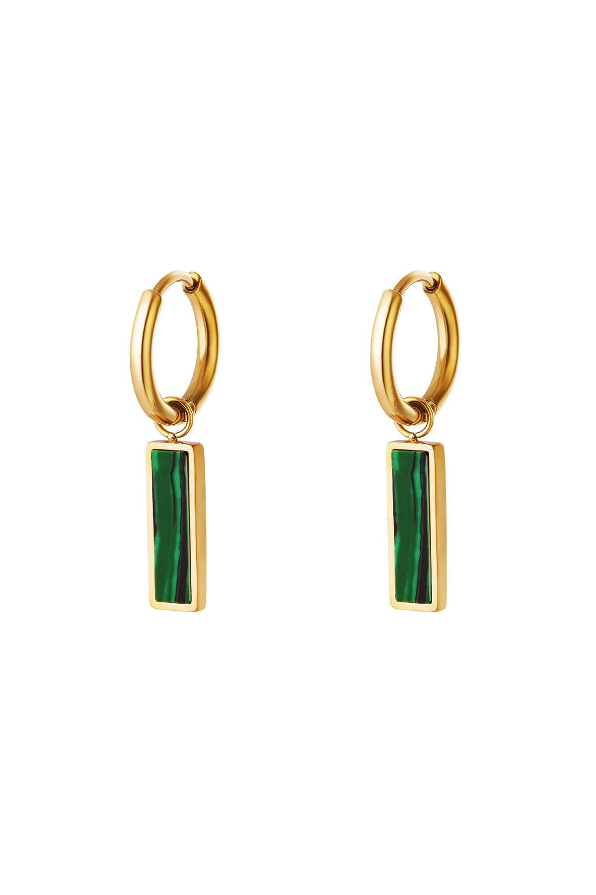 Boucles d'oreilles barre verte Acier inoxydable