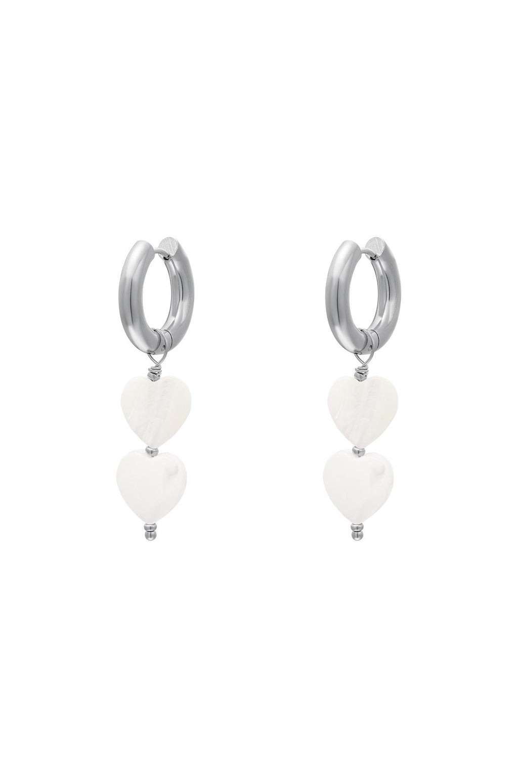Boucles d'oreilles coeurs perles - collection #summergirls Couleur or blanc Coquilles