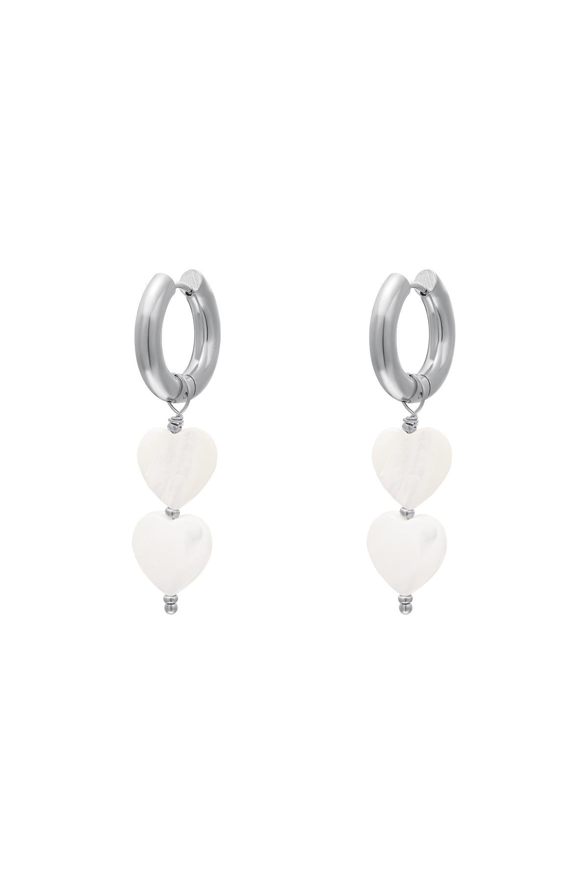 Boucles d'oreilles coeurs perles - collection #summergirls Couleur or blanc Coquilles