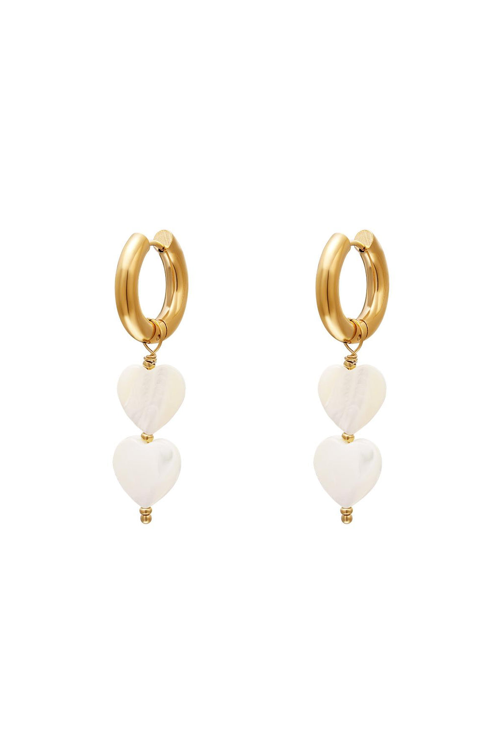 Boucles d'oreilles coeurs perles - collection #summergirls Couleur or blanc Coquilles