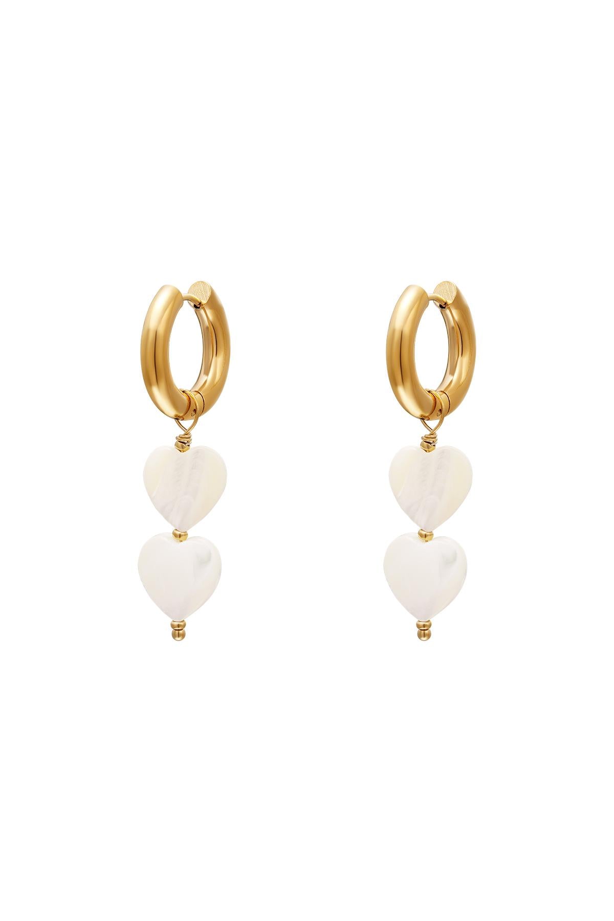 Boucles d'oreilles coeurs perles - collection #summergirls Couleur or blanc Coquilles