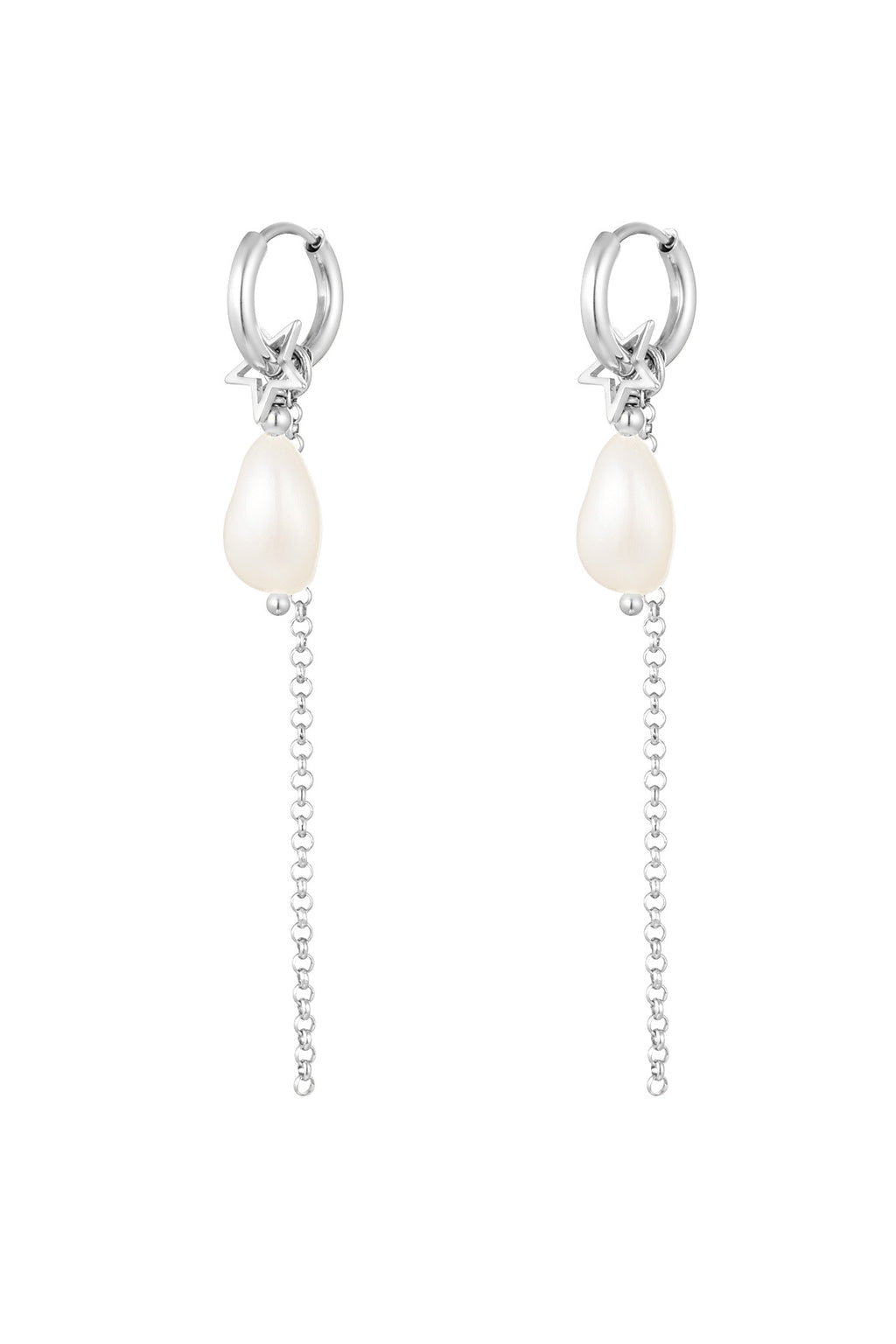 Boucles d'oreilles avec pendentif perle - Acier inoxydable
