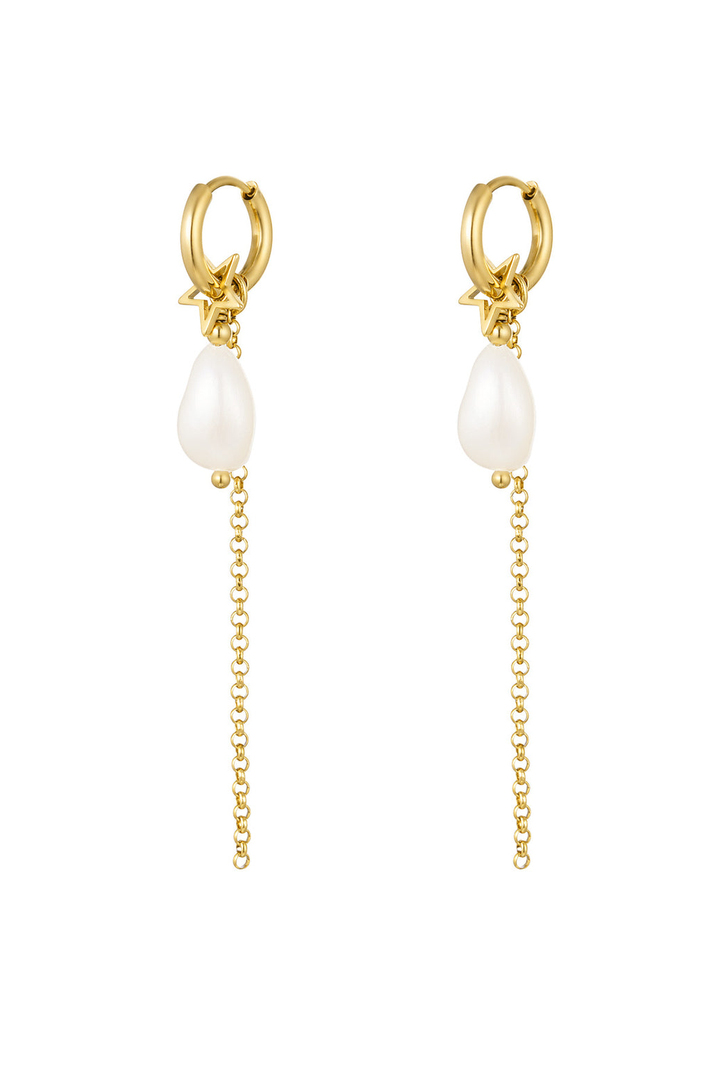 Boucles d'oreilles avec pendentif perle - Acier inoxydable
