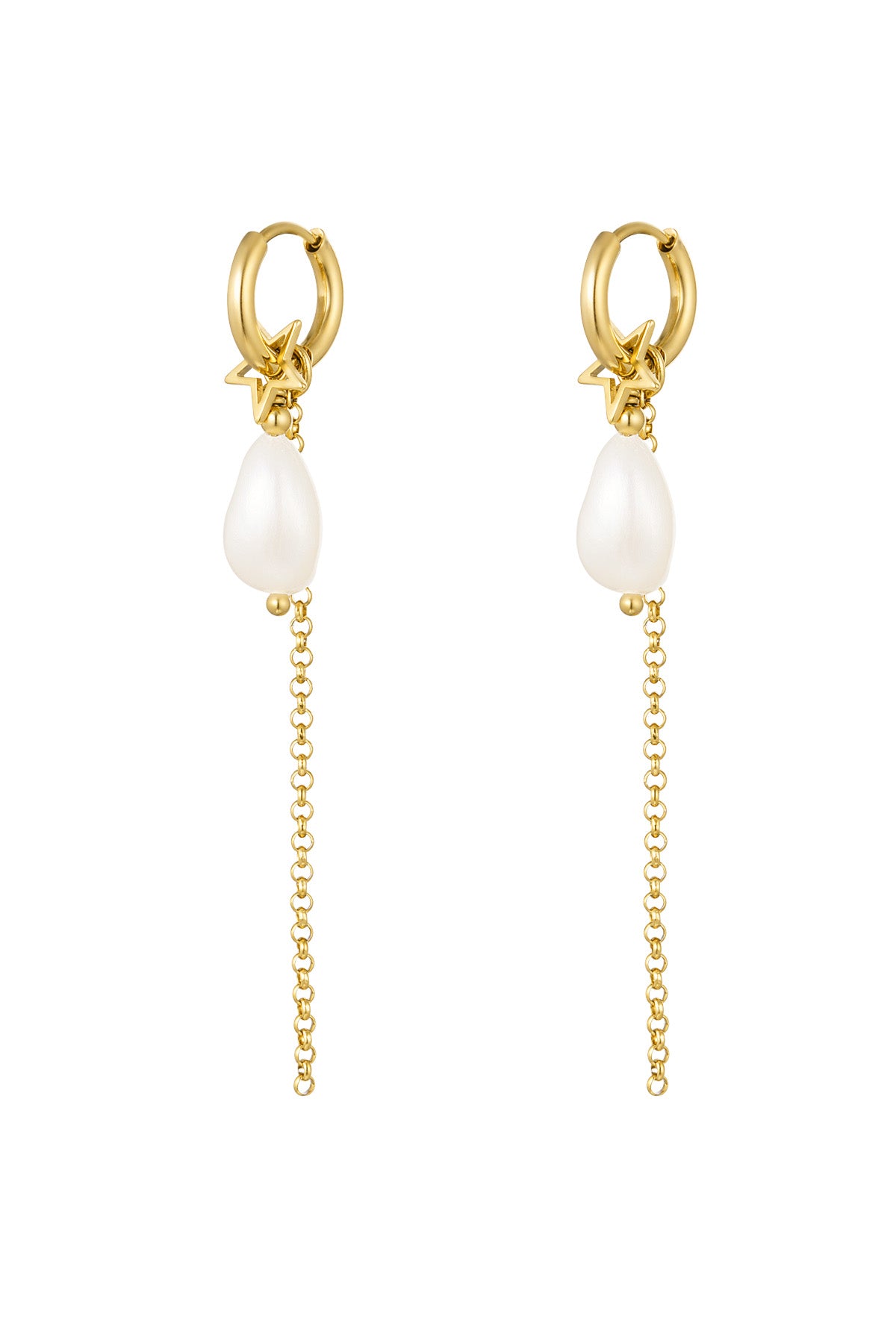 Boucles d'oreilles avec pendentif perle - Acier inoxydable