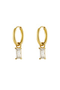 Boucles d'oreilles pierre allongée - doré/blanc