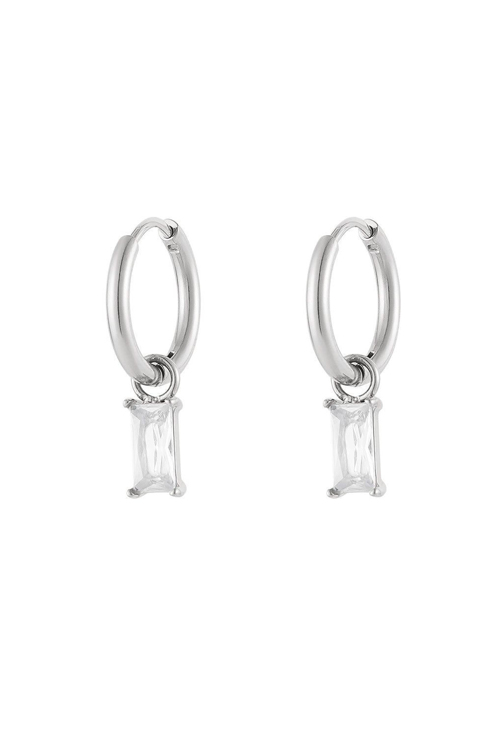 Boucles d'oreilles pierre allongée - doré/blanc