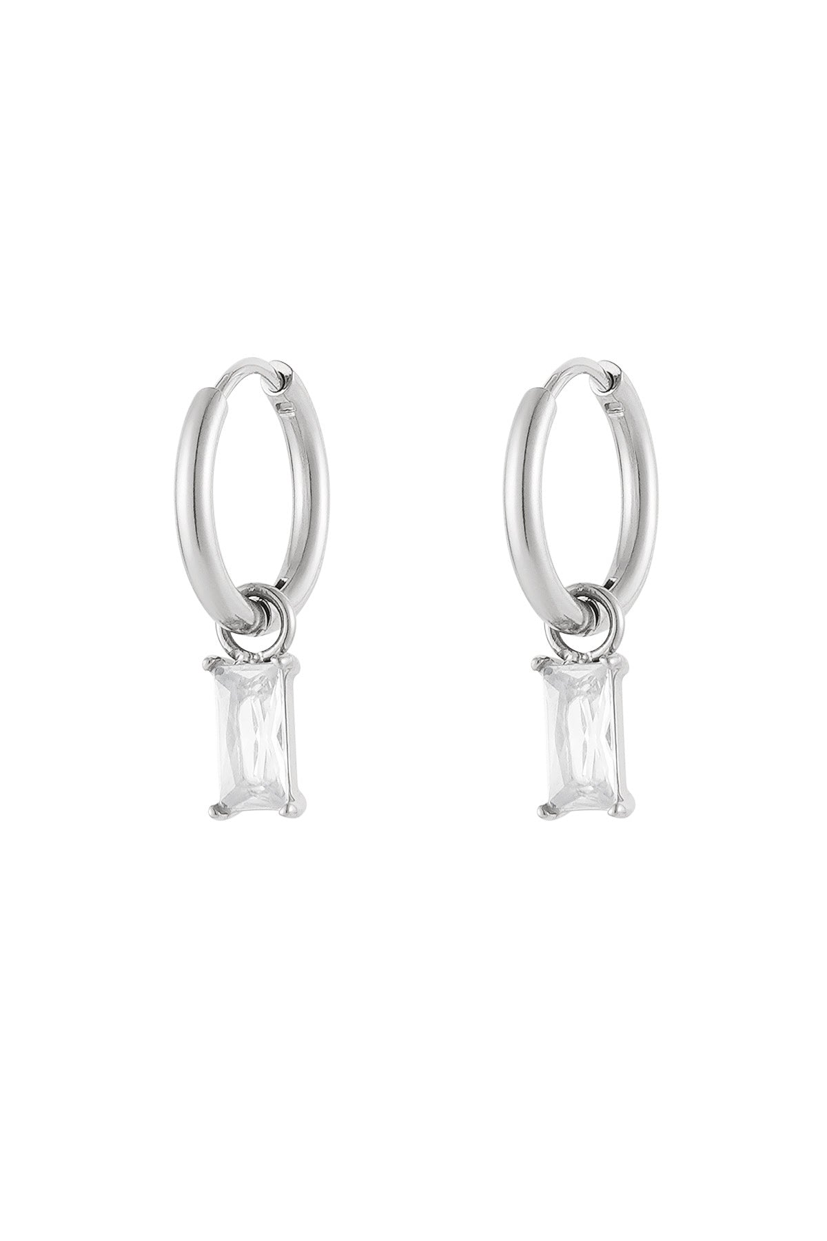 Boucles d'oreilles pierre allongée - doré/blanc