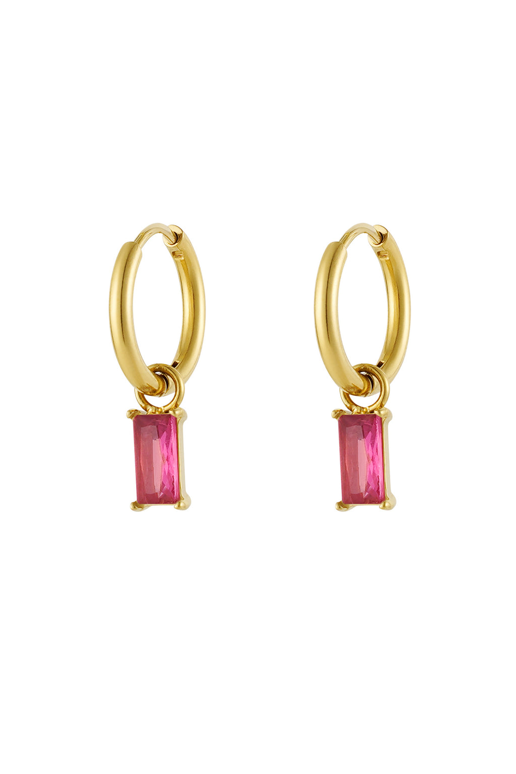 Boucles d'oreilles pierre allongée - doré/blanc