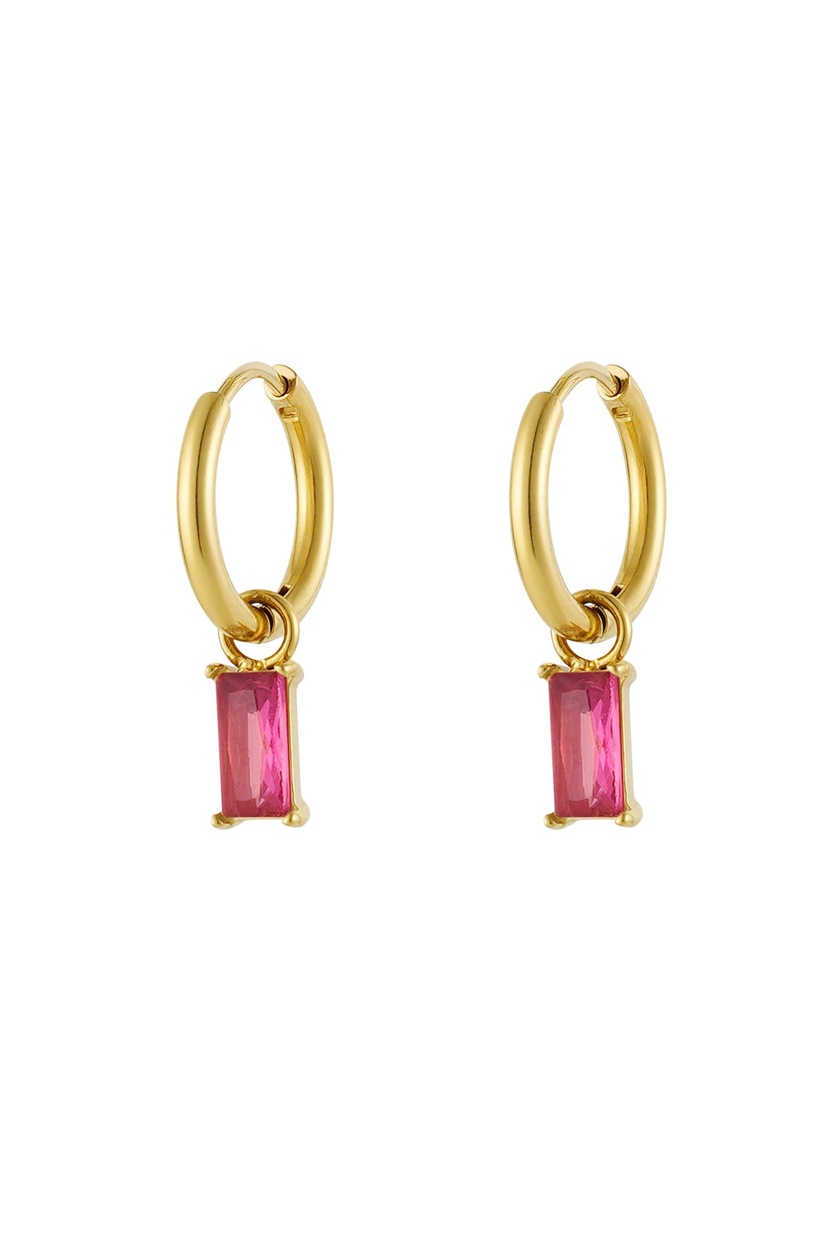 Boucles d'oreilles pierre allongée - doré/blanc