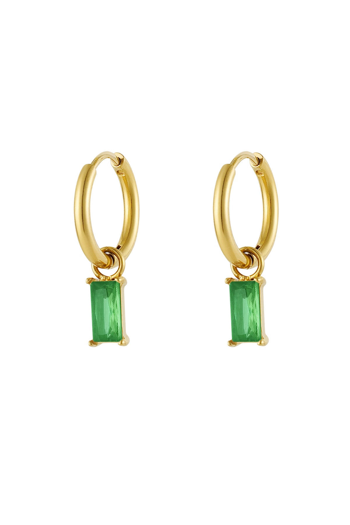 Boucles d'oreilles pierre allongée - doré/blanc